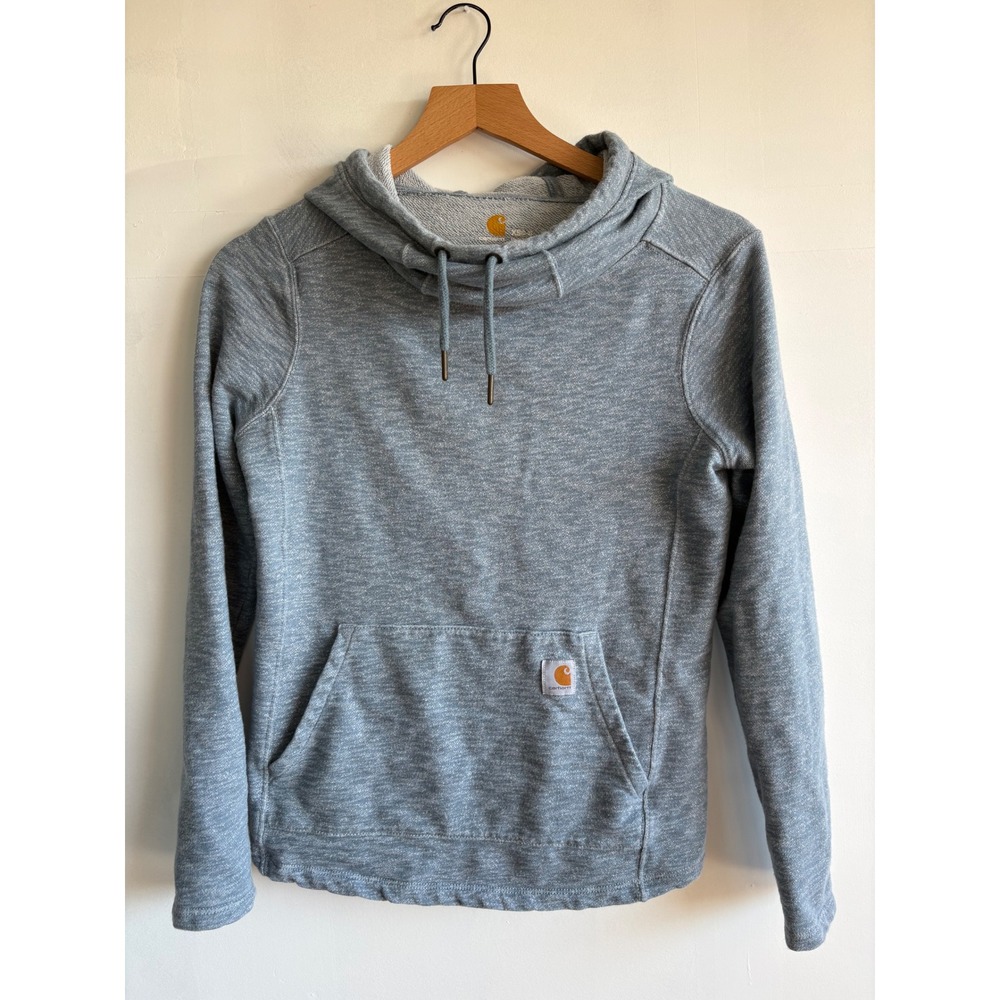Carhartt Women Blue Heather Cowl Neck gorpcore utility Hoodie Slightly Fitted XS
